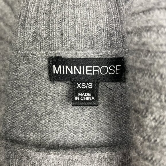 Minnie Rose Women's XS/S Cashmere Turtleneck Tunic Sweater Grey Knit Pullover - Picture 10 of 16